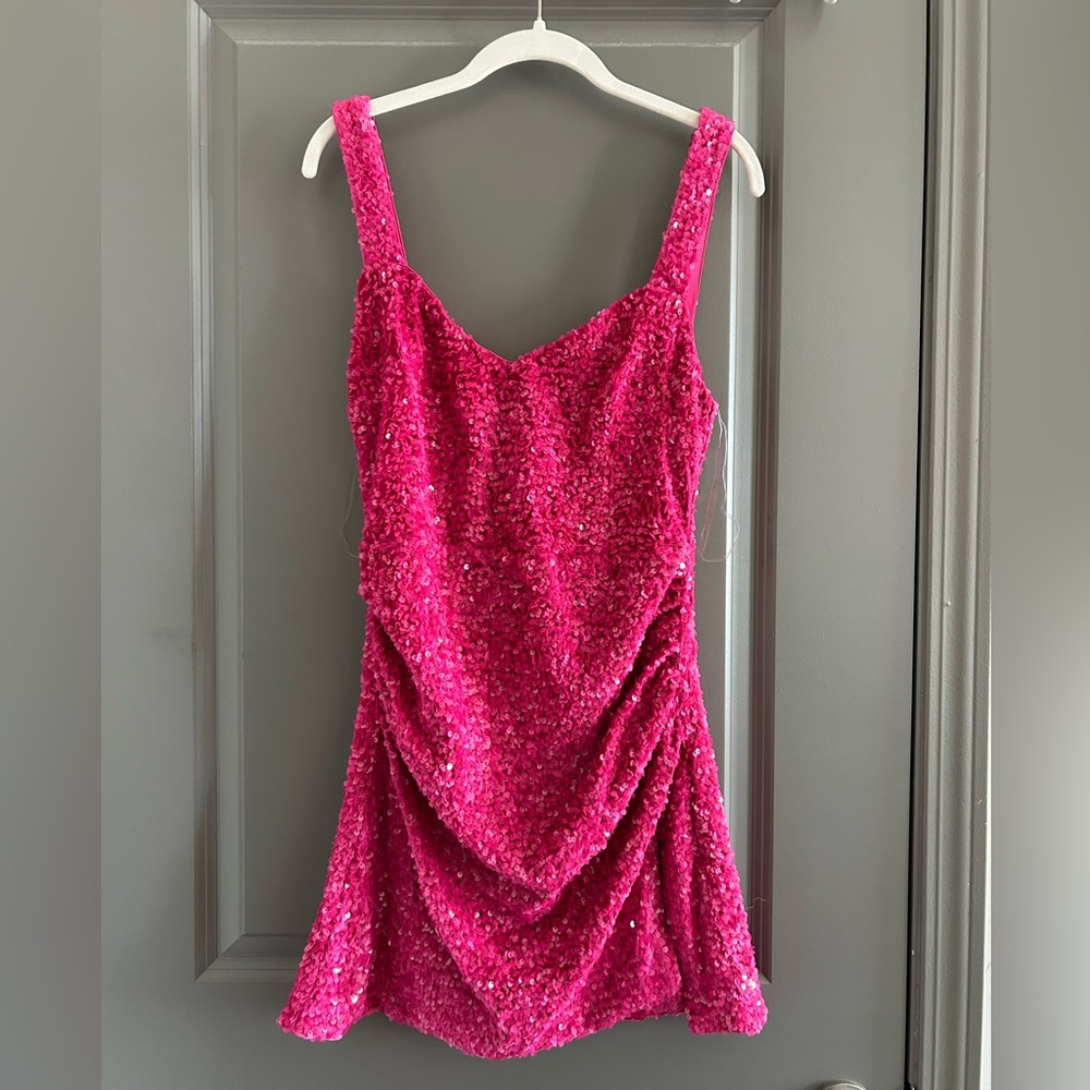 Hot Pink Sequin Cocktail Dress